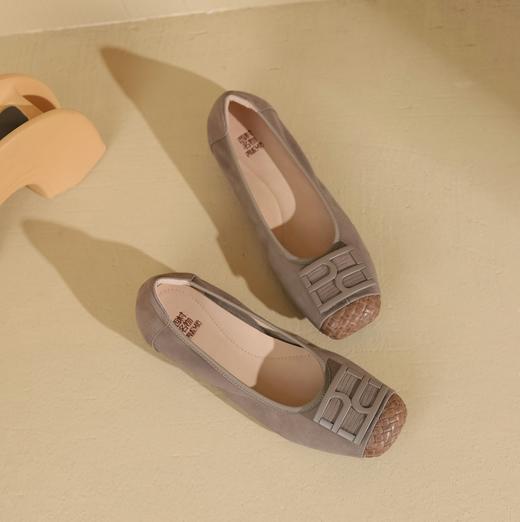 西村名物2023年秋季新款低跟圆头饰扣小香风法式单鞋X23CE33681 商品图5