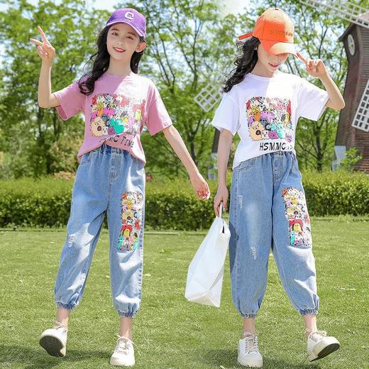 女童夏装套装洋气2023新款韩版网红短袖儿童装夏季时髦运动两件套 商品图4