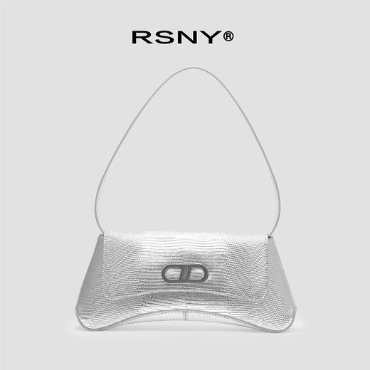 The Bridge蜥蜴银鳄鱼纹小号手袋/腋下包#BG0001F 商品图0