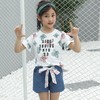 2023新款女童韩版套装中大童短袖T恤短裤夏季童装女童牛仔两件套 商品缩略图3