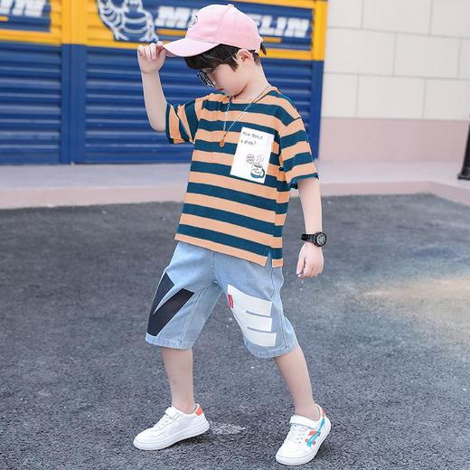 男童夏装短袖套装2023新款洋气男孩宝宝衣服潮儿童时髦帅气两件套 商品图1