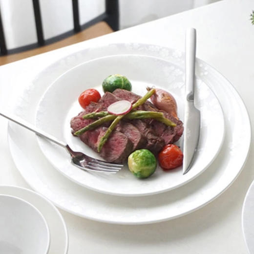 韩国HANKOOK骨瓷餐具饭碗汤碗深盘小蝶鱼盘釉下彩8人用40件 商品图3