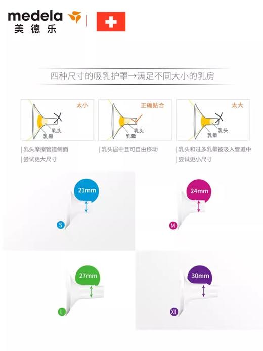 美德乐Medela舒悦版多选型吸乳护罩24/27两个装105度广角 MDL-56113/56118 商品图4