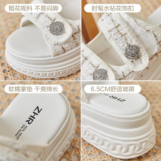 ZHR厚底拖鞋女外穿时尚外出2023新款网红ins爆款炸街高颜值魔术贴 商品图8
