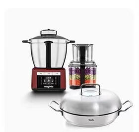 7F Fissler 菲仕乐电动食品加工器（多功能食品料理机）+雅格菁选-带盖双柄炒锅28CM