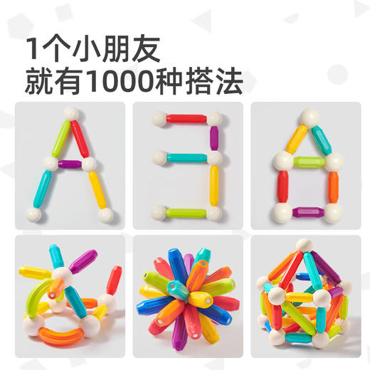 弥鹿（mideer）儿童玩具磁力棒磁力自由拼插磁铁玩具彩虹磁力棒100件 商品图5