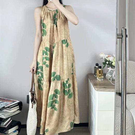 【à perles】UMA重磅铜氨丝复古脏染银杏印花背心裙【现货】 商品图5