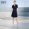 IWY/藏青色西装面料连衣裙高级感夏款短袖气质双排扣收腰显瘦232023Q1+232023D1 商品缩略图1