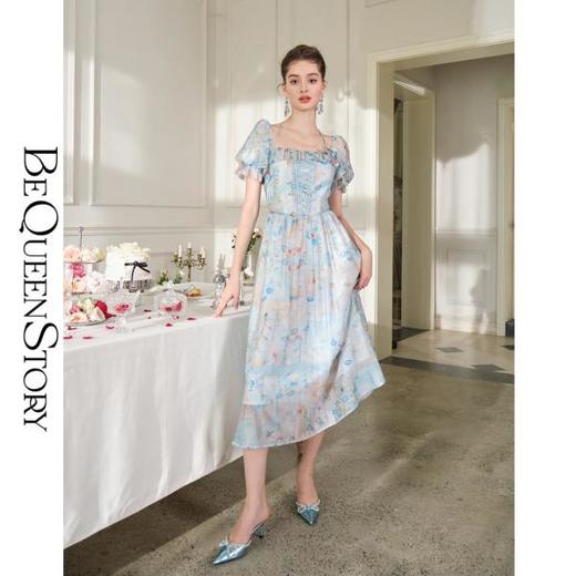 【孤品样衣，不退不换】【湛蓝花田】法式复古气质公主裙碎花连衣裙女2023新款 商品图4