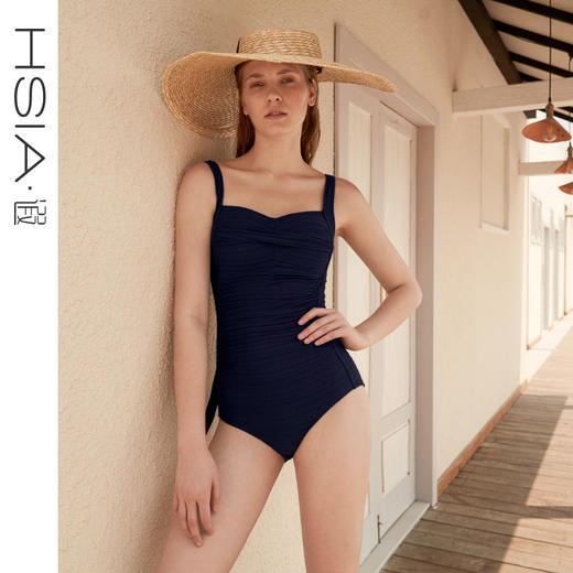 HSIA遐 遮肚显瘦连体泳衣高弹力时尚胖mm保守大胸显小大码泳衣女 商品图3