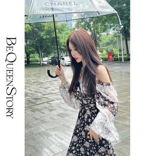 【孤品样衣，不退不换】【玫瑰花后】气质复古碎花方领开叉连衣裙新款夏 商品图3