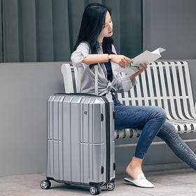 爱华仕（OIWAS）万向轮学生行李箱男28英寸亮面拉链款旅行箱拜耳PC箱子6176黑色