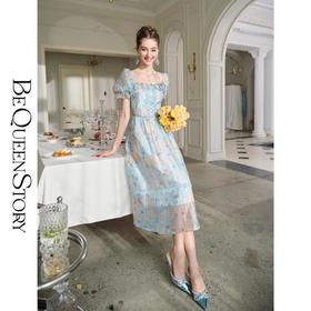 【孤品样衣，不退不换】【湛蓝花田】法式复古气质公主裙碎花连衣裙女2023新款