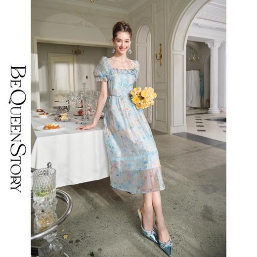 【孤品样衣，不退不换】【湛蓝花田】法式复古气质公主裙碎花连衣裙女2023新款 商品图0