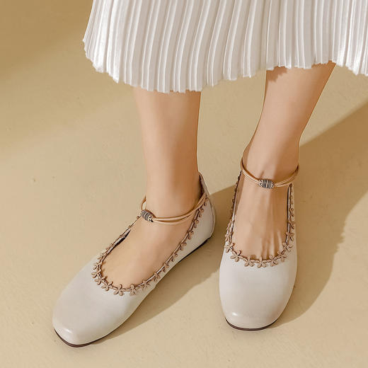 西村名物2023春季新款舒适休闲平底低跟搭扣女单鞋T23AE12541 商品图2