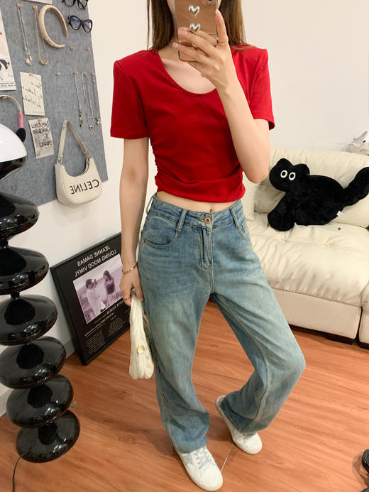 <曾小咸推荐>巨折清仓秒杀，稀有现货24小时发【仅限今日】 带垫肩短袖/ 花朵半身短裙 商品图4