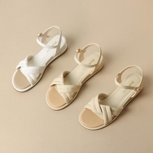 ZHR休闲凉鞋女外穿时尚小坡跟凉鞋女2023新款夏季简约时装凉鞋女 商品图1