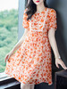 WWM-46705碎花裙46705蕾丝花边高腰显瘦真丝桑蚕丝连衣裙女夏 商品缩略图2