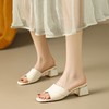 ZHR一字拖鞋女外穿2023夏季新款气质方头粗跟凉拖百搭通勤拖鞋 商品缩略图3