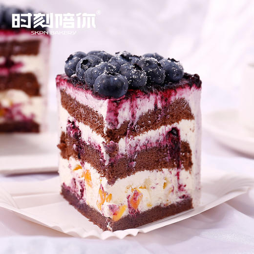 6寸蓝莓瀑布动物奶油半糖生日蛋糕 商品图1