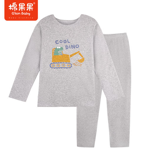 棉果果秋季新品男童罗纹弹力有机棉纱5A弹力修身140-160码中大童抗菌家居套头套装M311302223520 商品图5