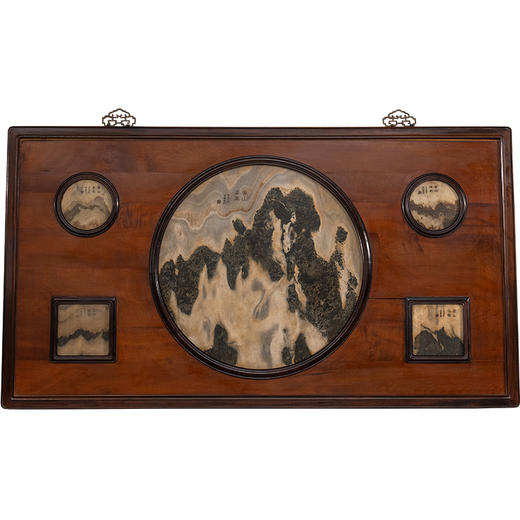 清 红木镶云石五开窗大挂屏 商品图5