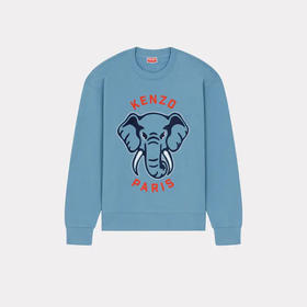KENZO 高田贤三 男士棉质大象徽标印花圆领长袖卫衣 蓝色 FD65 SW047 4MF 69