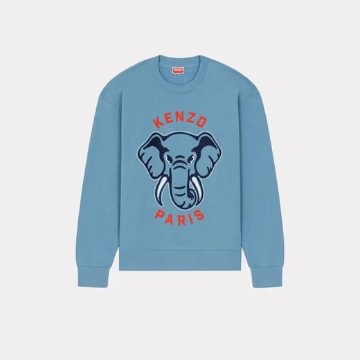 KENZO 高田贤三 男士棉质大象徽标印花圆领长袖卫衣 蓝色 FD65 SW047 4MF 69 商品图0