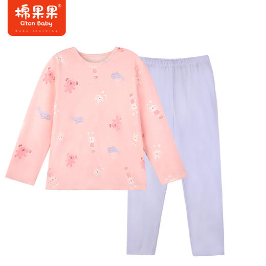 棉果果秋季新品女童罗纹弹力有机棉纱5A弹力修身140-160码中大童抗菌家居套头套装M321302223521 商品图2