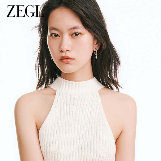 ZEGL设计师悦动系列绿色星星耳环女小众设计感高级耳钉银针耳饰品 商品图3