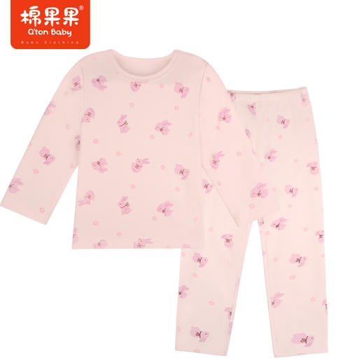 棉果果秋季新品莫代尔含牛奶丝女童80-130码中小童高品质柔软舒适爽滑细腻抗皱免烫健康抑菌家居套头套装M321302423527 商品图0