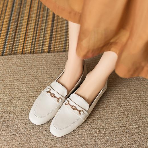 ZHR休闲单鞋2023新款百搭一脚蹬法式复古小皮鞋女通勤轻便乐福鞋 商品图2