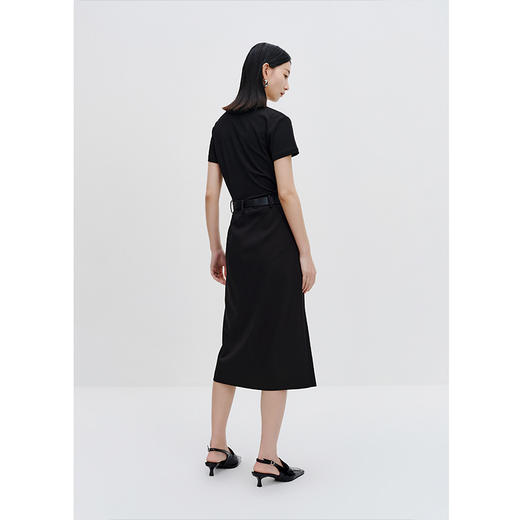 NEELLY纳俪商场同款西装半身裙女收腰前开叉直筒A字裙简约通勤N23072E01052 商品图3