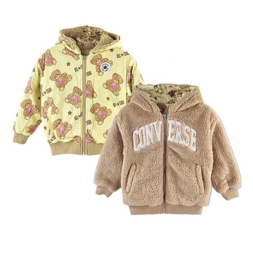 Converse匡威童衣童衣冬女童羊羔绒双面穿保暖连帽厚外套CV2242109 商品图4