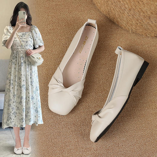 ZHR单鞋女小香风豆豆鞋一脚蹬2023年新款夏秋法式乐福小皮鞋休闲 商品图0