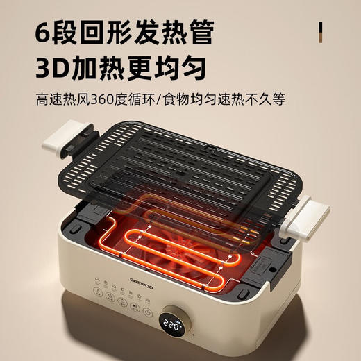 大宇 锅蒸鲜料理锅 家用电蒸锅电火锅蒸汽炸空气炸锅电煮锅电炒锅 电热锅电烧烤炉烤肉锅S20 白色【伊藤优选302401】 商品图4