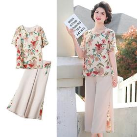 【气质妈妈夏装套装】雪纺衫女上衣，大码短袖T恤，洋气时尚。新款上架，让您焕发青春自信！