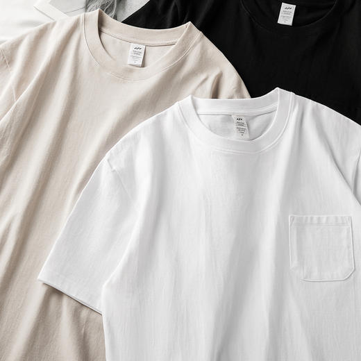 「6色可选！230g精梳棉」短袖男纯色宽松嘻哈T恤女设计感口袋日系潮牌情侣上衣T恤 商品图2