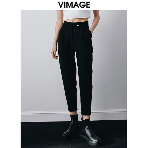 【转款下架】VIMAGE纬漫纪秋季新款高腰通勤纯色显瘦裤子V2005604 商品图0