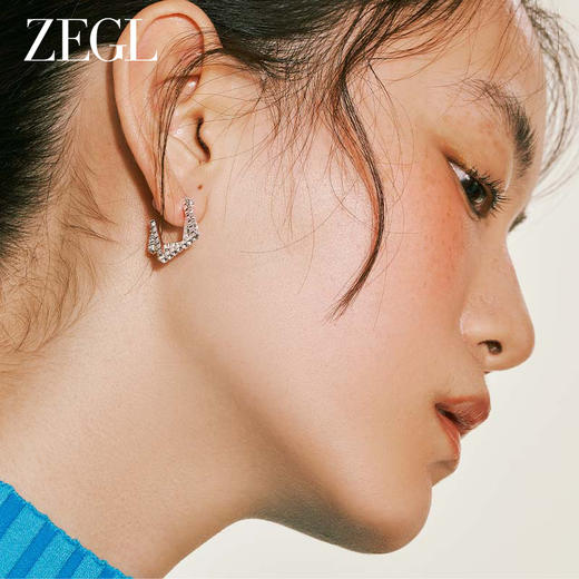 ZEGL璀璨几何耳环女2023新款爆款耳钉小众设计感高级925银针耳饰 商品图1
