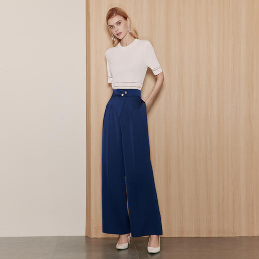 EITIE爱特爱秋季新款高腰舒适通勤纯色百搭直筒西装裤裤子C2305204 商品图3