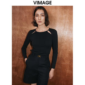 VIMAGE纬漫纪秋季新款设计感小众修身小上衣女V2013605