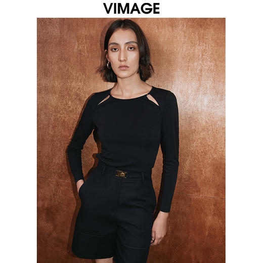 VIMAGE纬漫纪秋季新款设计感小众修身小上衣女V2013605 商品图0