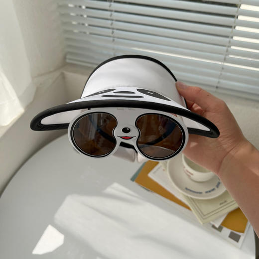 「七色可选！熊猫眼镜款」卡通儿童帽子夏季大帽檐空顶帽 宝宝墨镜防晒遮阳帽宝宝鸭舌帽配饰 商品图2