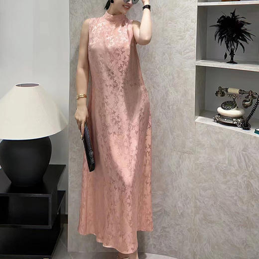 KDS-2261醋酸提花背心裙夏季无袖连衣裙宽松立领裙子 商品图1