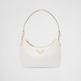【二】PRADA 普拉达 女士 Saffiano 皮革珐琅金属三角徽标迷你手袋 白色 1BC204 NZV F097W JOM