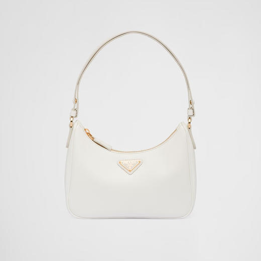 【二】PRADA 普拉达 女士 Saffiano 皮革珐琅金属三角徽标迷你手袋 白色 1BC204 NZV F097W JOM 商品图0