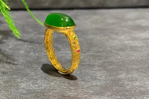 【御珠宫坊】金镶碧玉戒指 商品图5