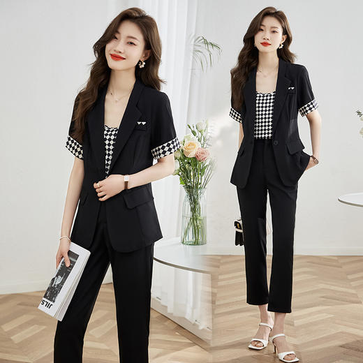 夏新款干练气质小香风盐系轻熟三件套职业装HR-CPYY2329 商品图2