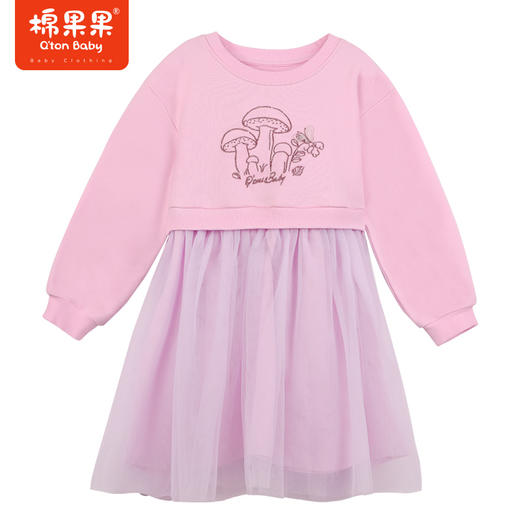 棉果果秋季新品女童大毛圈可爱风网纱连衣裙M322700223416 商品图0